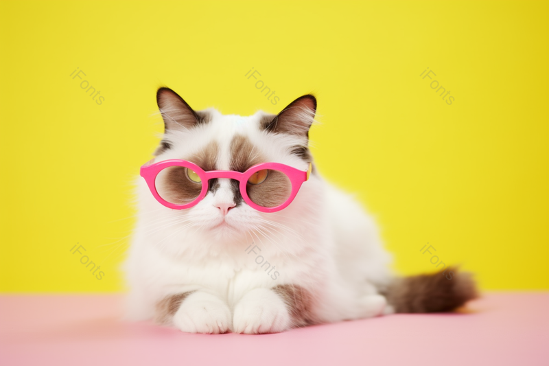 戴眼镜的宠物猫呆萌长毛猫喵喵,高清,摄影图,摄影图片,图片大全,摄影图免费下载